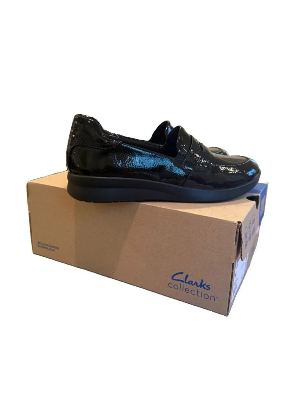 Clarks Size 9.5 Elowyn Penny Loafers Black Leather Shoes Women’s Comfort